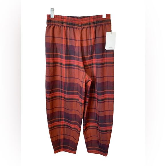 WILFRED NWT ARITZIA Dawna Check Plaid Barrel Leg Pant Burgundy Size Small Autumn - Picture 7 of 10